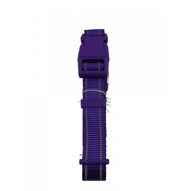 Coleira Nylon Grande com riscas reflectoras - Roxo