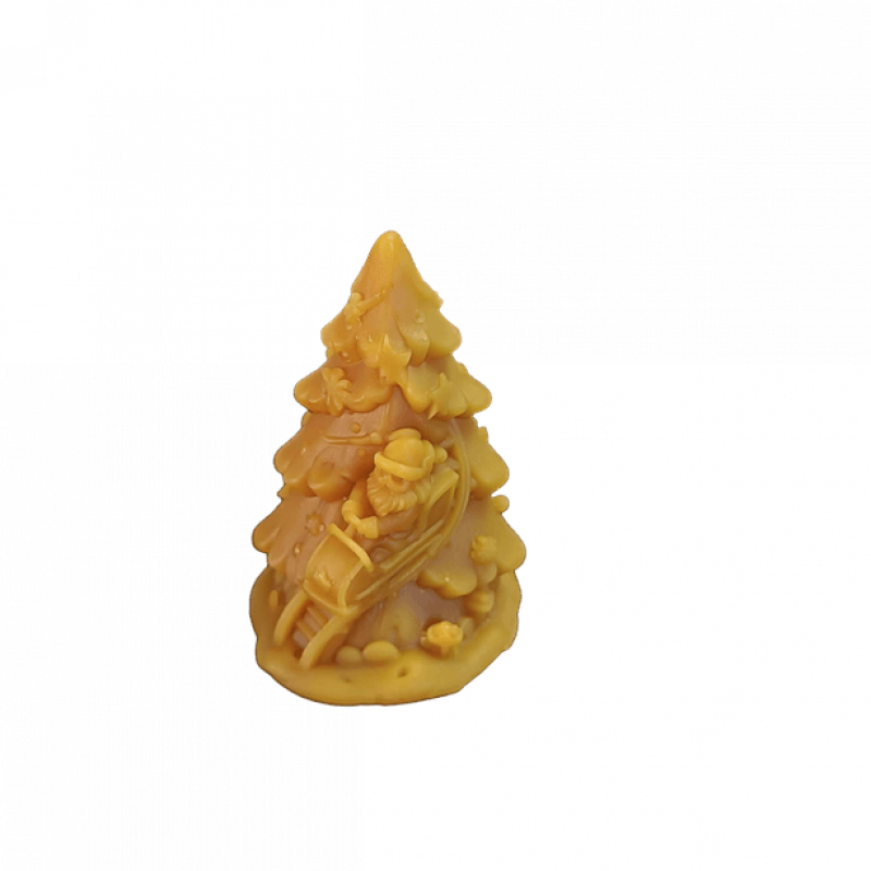Figura de Cera Natural de Abelha – Pinheiro com Pai Natal