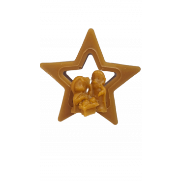 Figura de Cera Natural de Abelha - Estrela Média com presépio