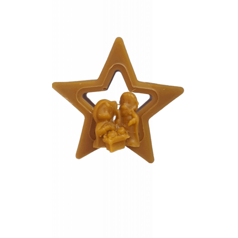 Figura de Cera Natural de Abelha - Estrela Média com presépio