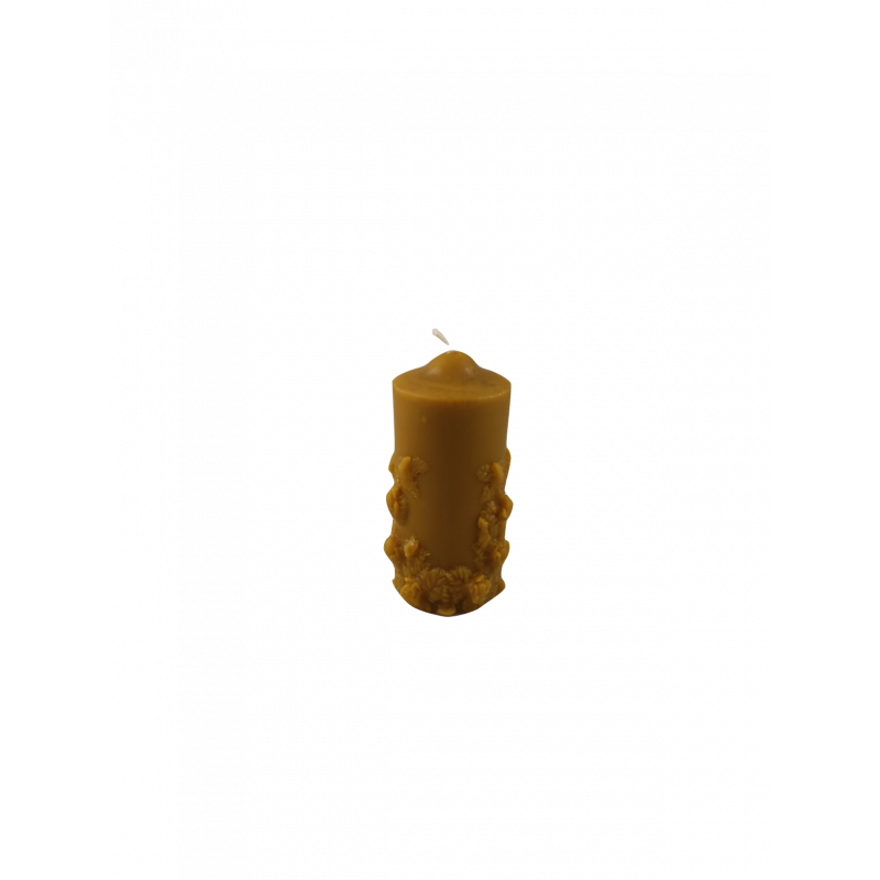 Vela de Cera Natural de Abelha - Cirio com Flores Médio