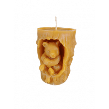 Vela de Cera Natural de Abelha - Urso em Tronco de Árvore