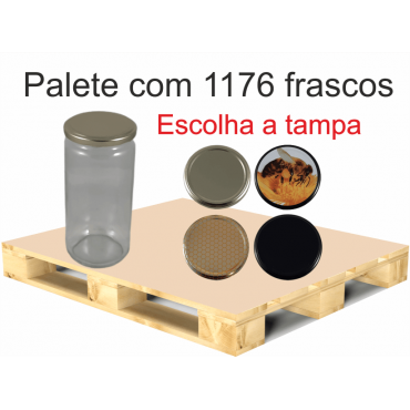 Frasco de 1 kg liso ( 720 ml ) com tampa em palete de 1176 frascos (0.35 + IVA por frasco) 