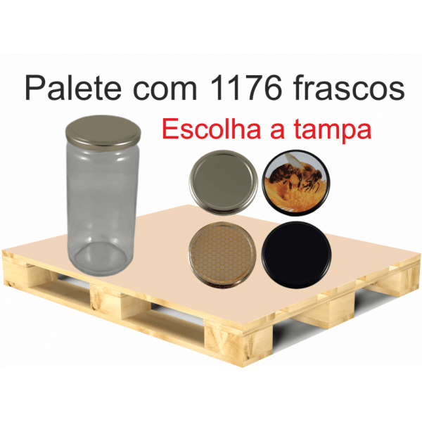 Frasco de 1 kg liso ( 720 ml ) com tampa em palete de 1176 frascos (0.35 + IVA por frasco) 