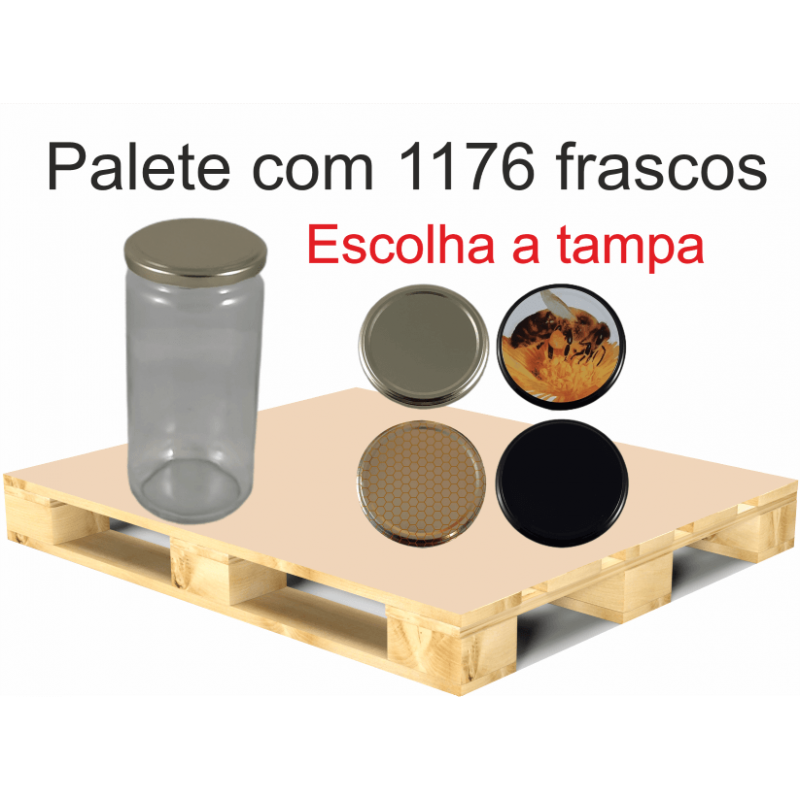 Frasco de 1 kg liso ( 720 ml ) com tampa em palete de 1176 frascos (0.35 + IVA por frasco) 