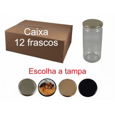 Caixa 12 frascos 1 kg liso com tampa 