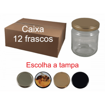 Caixa 12 frascos 250 gr com tampa 