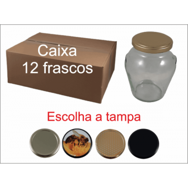 Caixa 12 frascos 500 gr Orcio com tampa 