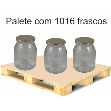 Frasco de 1 kg favo com tampa dourada TO 82mm em palete de 1016 