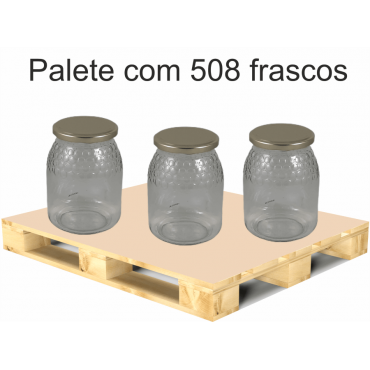 Frasco de 1 kg favo com tampa dourada TO 82mm em palete de 508
