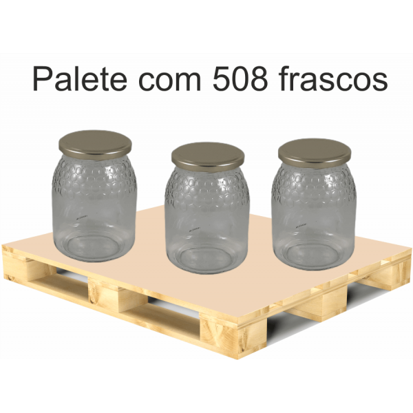 Frasco de 1 kg favo com tampa dourada TO 82mm em palete de 508