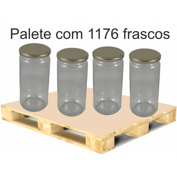 Frasco de 1 kg liso com tampa dourada em palete de 1176 frascos (0.35 + IVA por frasco)