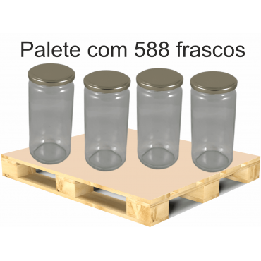 Frasco de 1 kg liso com tampa dourada em palete de 588 frascos (0.40 + IVA por frasco)