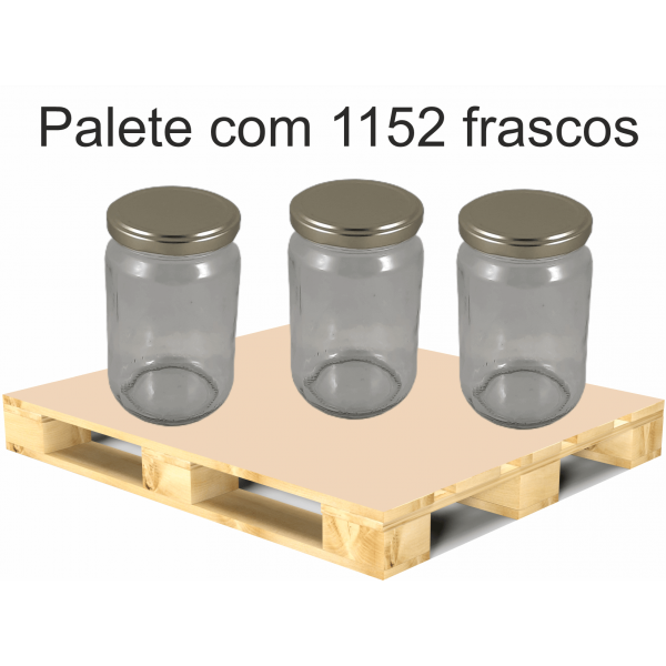 Frasco de 500 gr liso com tampa dourada em palete de 1152 frascos 