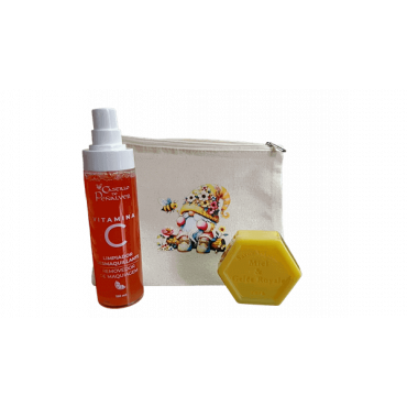Bolsa abelha com sabonete mel e desmaquilhante
