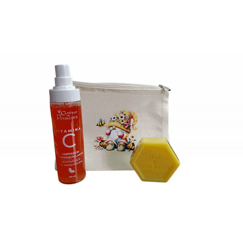 Bolsa abelha com sabonete mel e desmaquilhante
