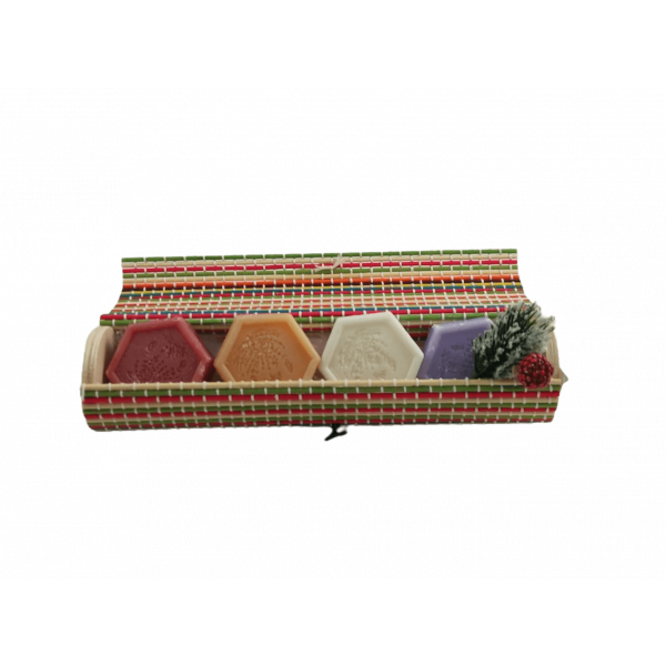 Caixa Bambu com conjunto mini sabonetes mel