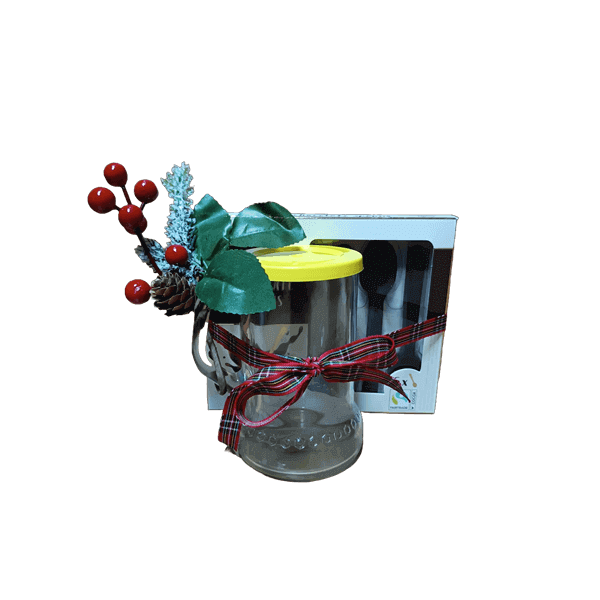 Colheres de Chocolate e Caneca de Vidro