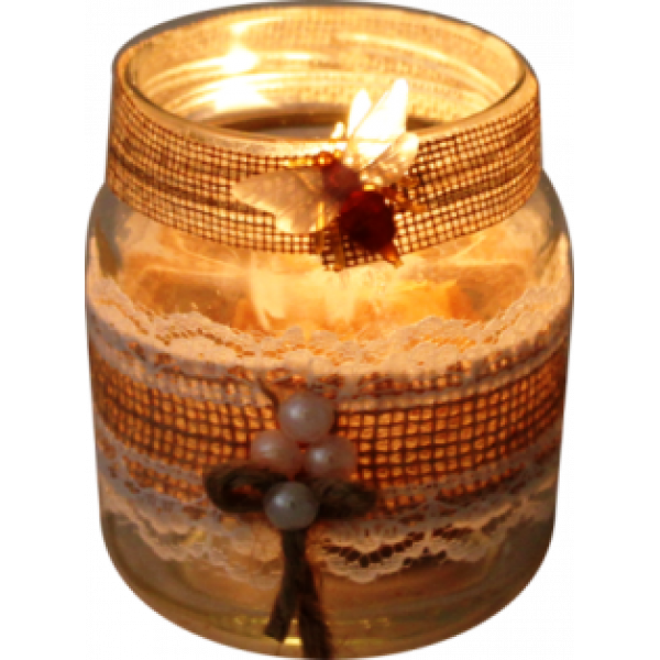 Castiçal com um vela de cera de abelha "bola rosas"