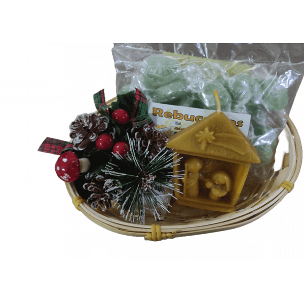 Cesta Velas Natal e Rebuçados de Mel