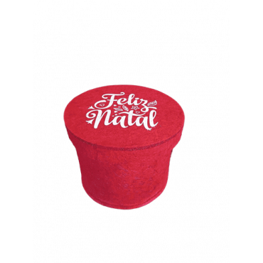 Caixa Redonda em feltro - Feliz Natal