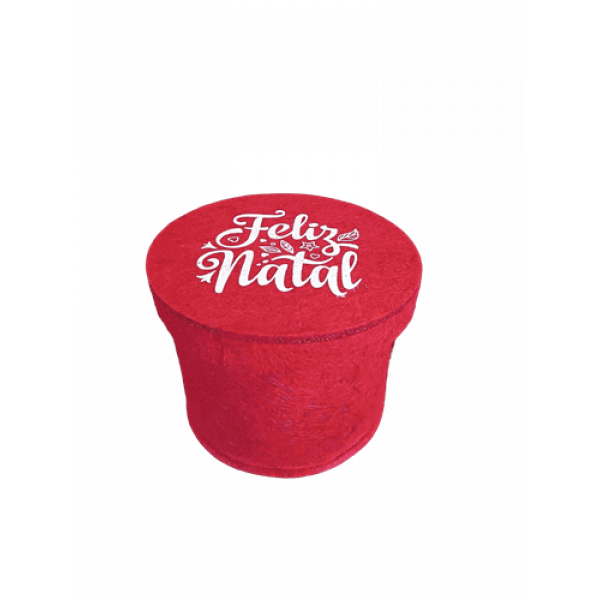 Caixa Redonda em feltro - Feliz Natal