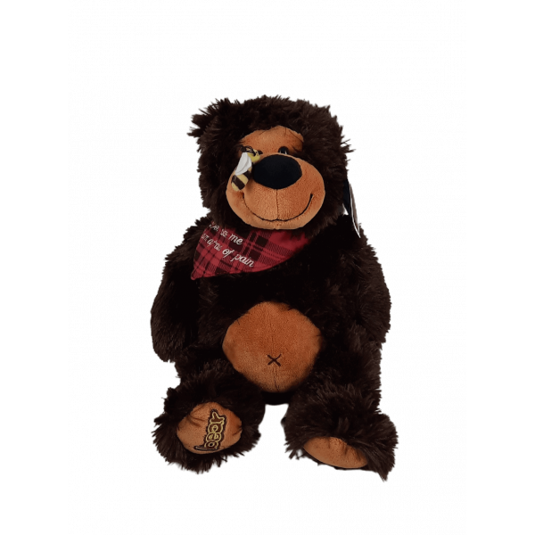 Peluche urso médio com abelha no nariz 26 cm