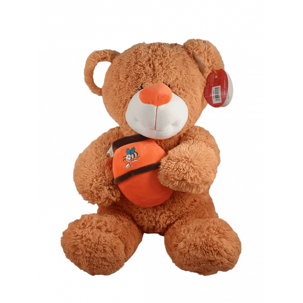 Peluche urso grande com pote mel
