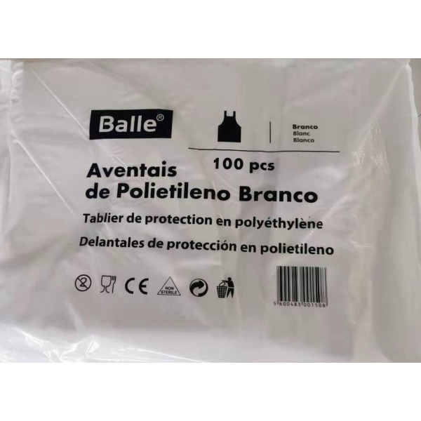 Avental branco em polietileno pack 100 und
